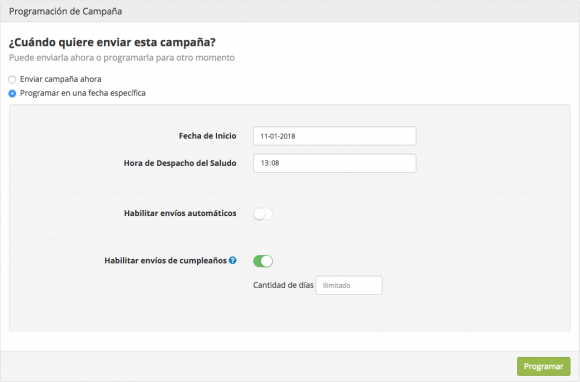 Automatización campaña saludo de cumpleaños